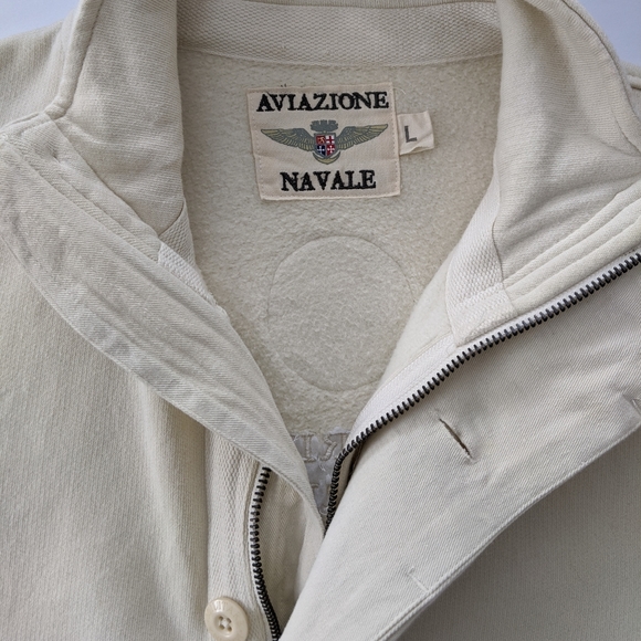 AVIAZIONE NAVALE Zip Sweater, Cream, L - Picture 7 of 9